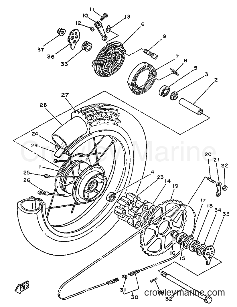 Yamaha Motors SR250 (21L2) [99B] - REAR WHEEL