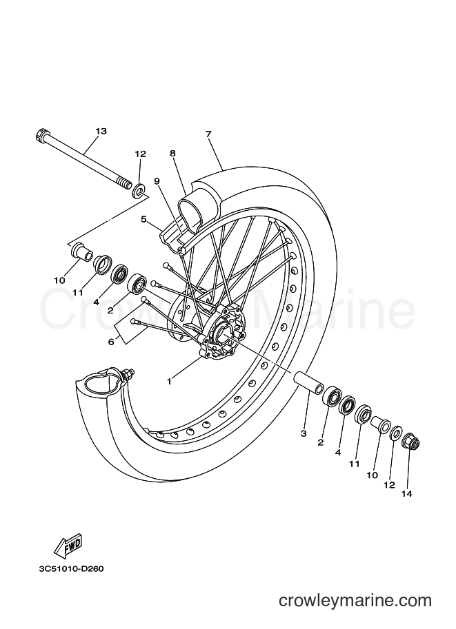 2012 Dirt Bike XT250 - XT250 (3C5Y) [010] - FRONT WHEEL