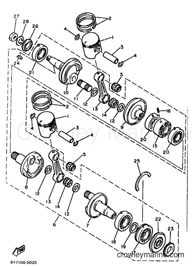 1990 Snowmobile XL540 - XL540 (86L2) [010] - CRANKSHAFT & PISTON