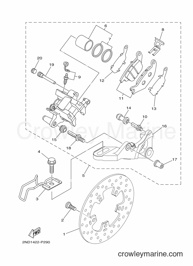 2017 Scooter T150 - T150 (2NDD) [010] - REAR BRAKE CALIPER