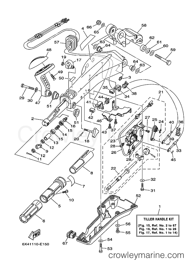 TILLER HANDLE F25 COMPLETE 1 2006 Yamaha International RIGGING TILLER