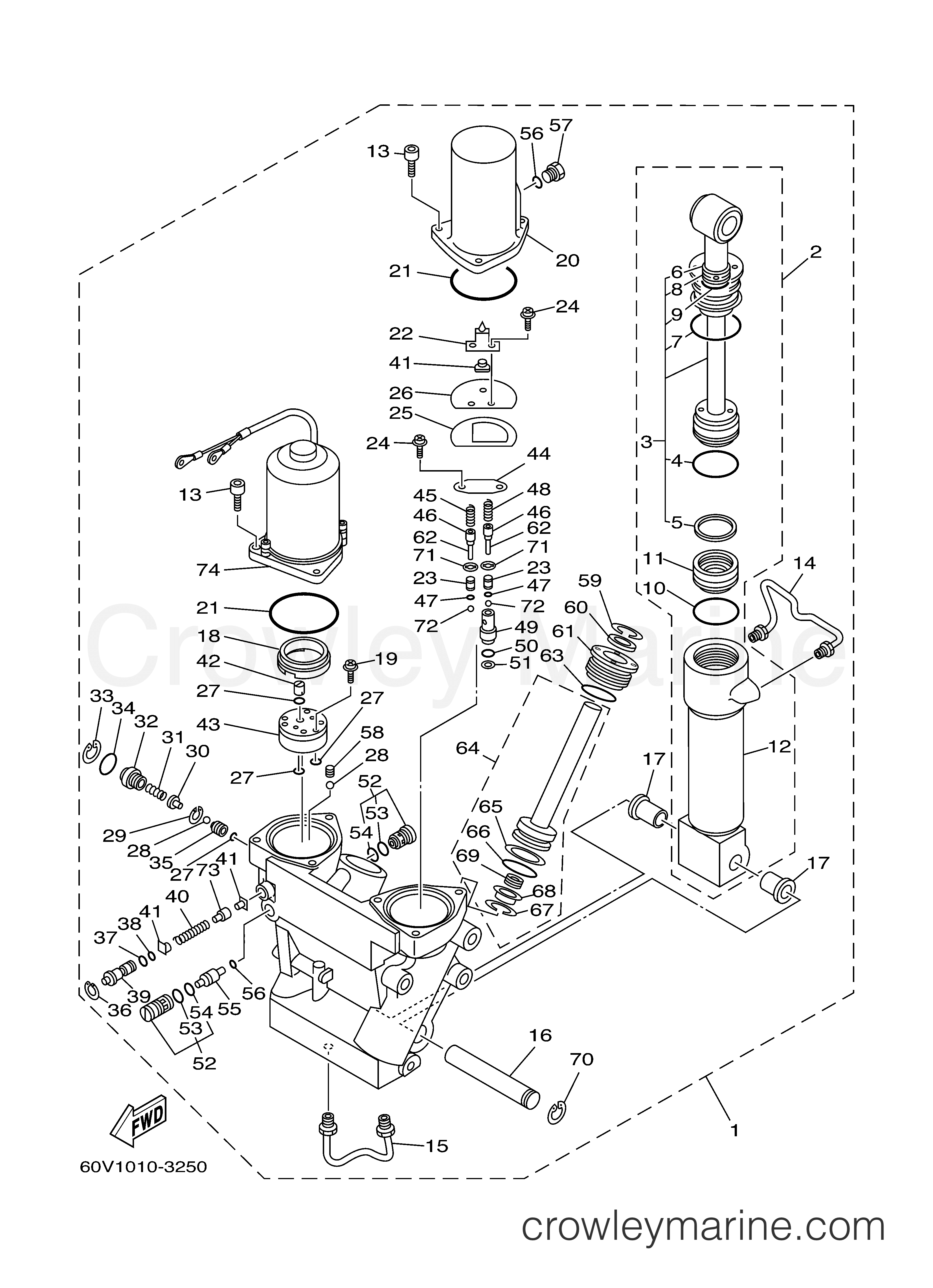 POWER TRIM TILT ASSY 1 - 2003 Outboard 250hp Z250TXRB | Crowley Marine