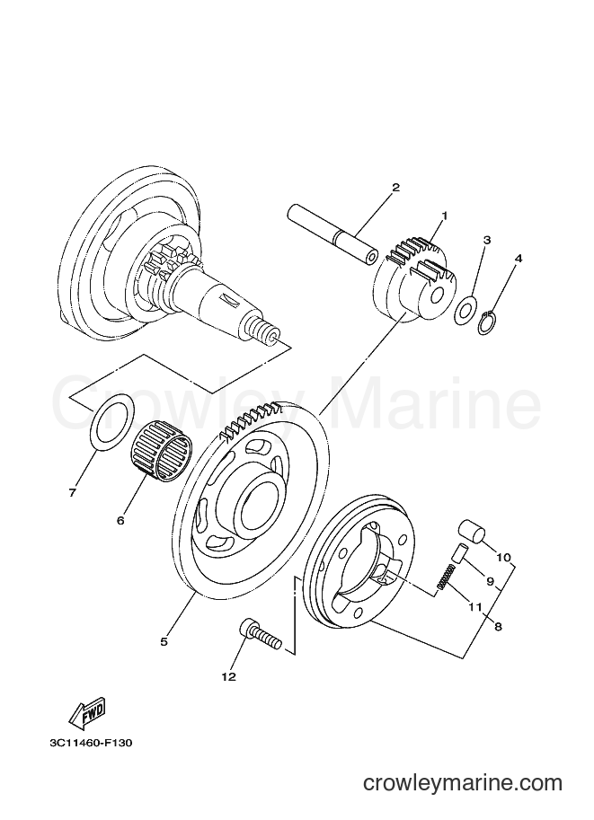 2012 Scooter T135HC - T135HC (50C2) [010] - STARTER CLUTCH