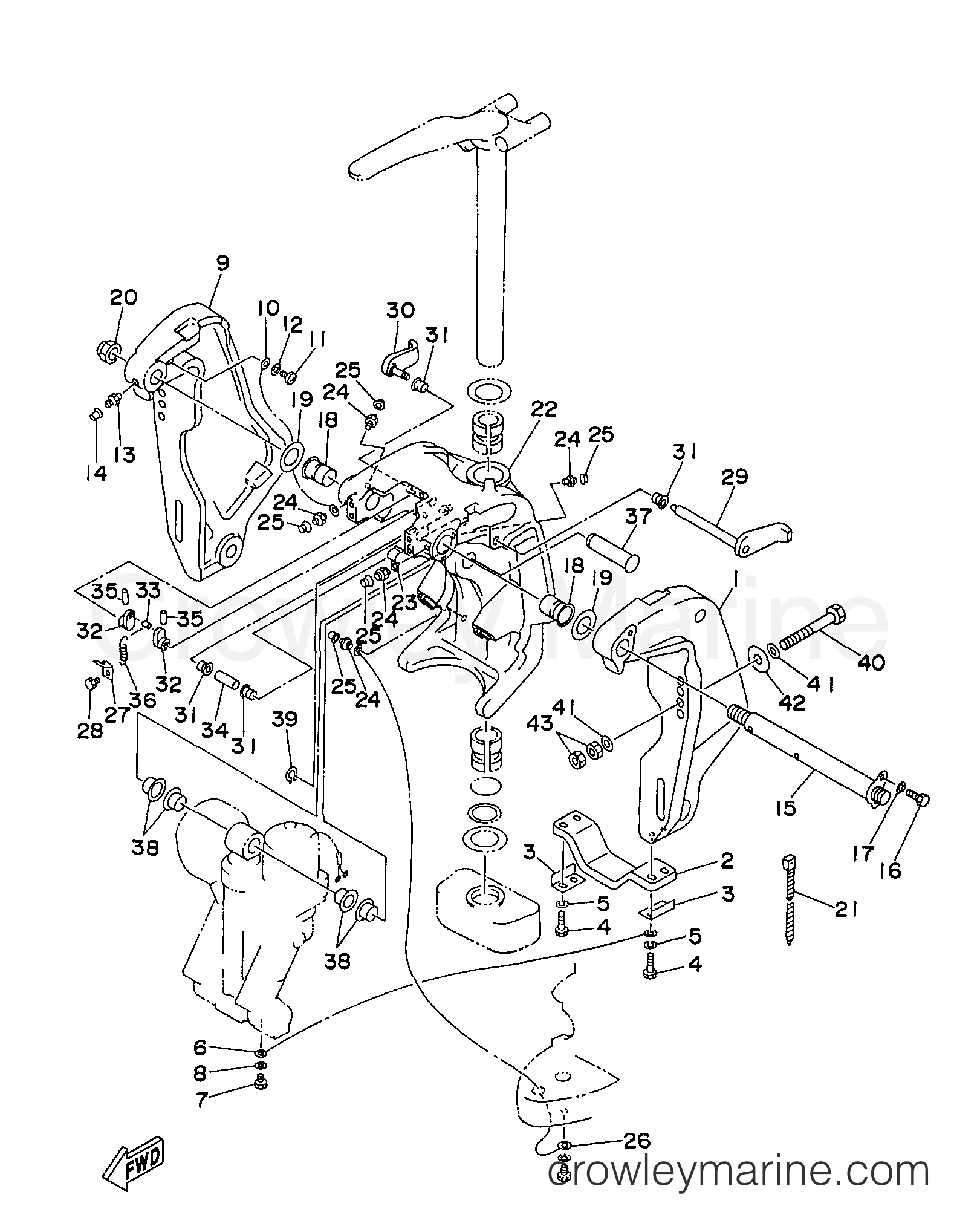 BRACKET 1 1998 Yamaha Outboard 115hp S115TLRW Crowley Marine