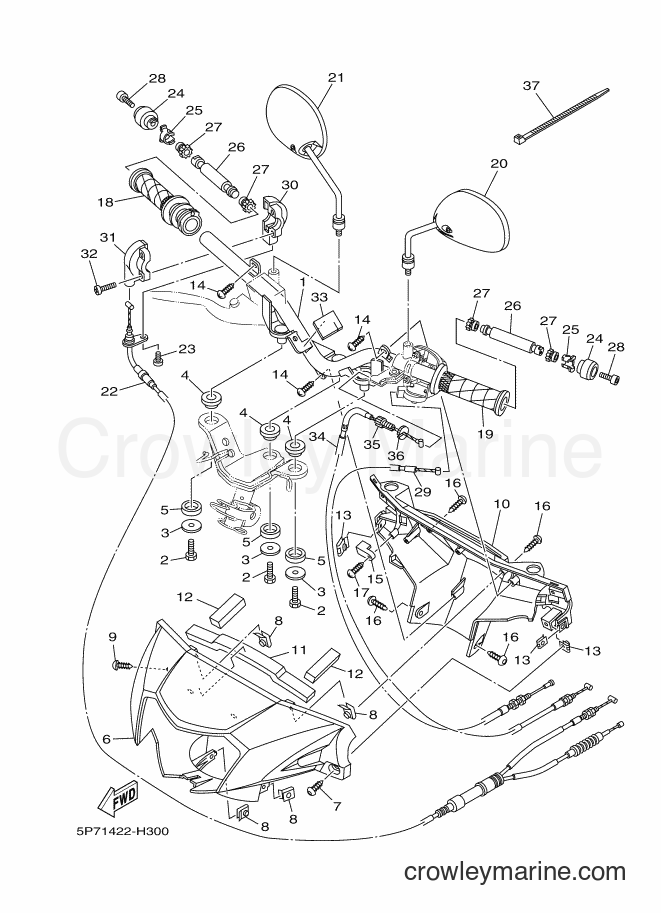 2010 Scooter T135HC - T135HC (5P72) [010] - STEERING HANDLE & CABLE