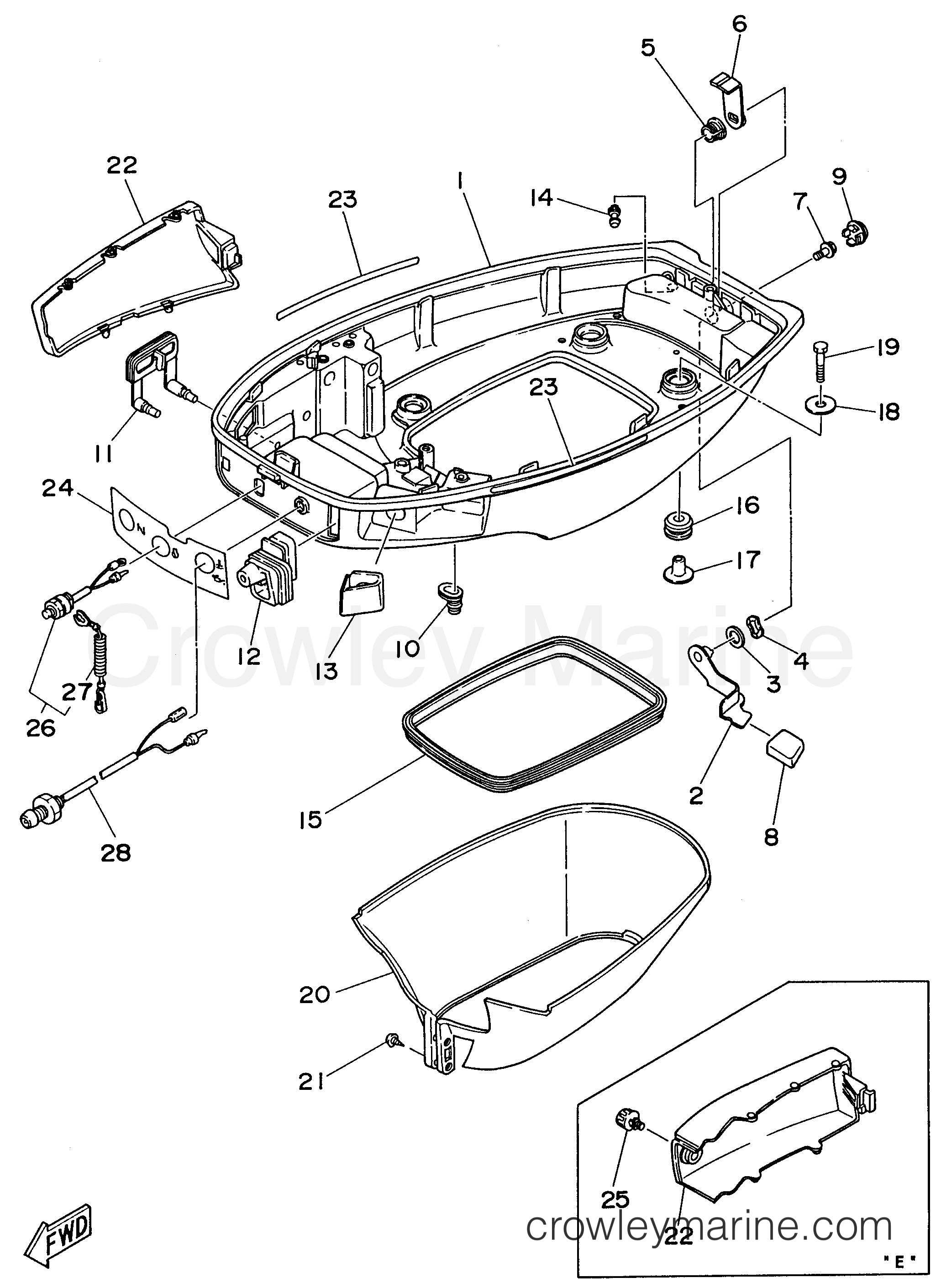 Yamaha Motors 30MLHU - BOTTOM COWLING