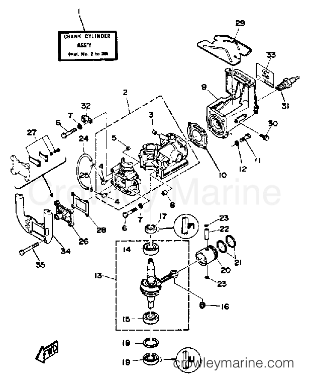 Yamaha Motors 2SG - CRANKCASE CYLINDER PISTON