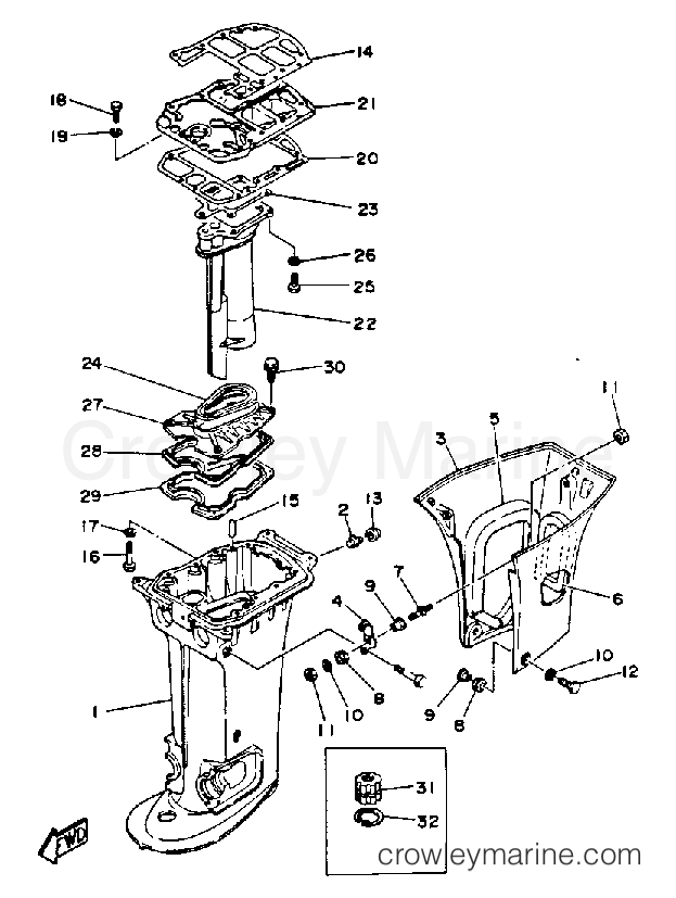 Yamaha Motors C40MSHQ - UPPER CASING
