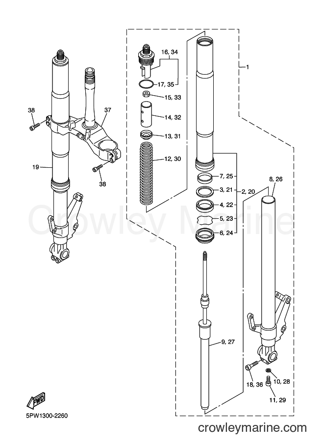 2002 Sport Bike YZF-R1 - YZF-R1 (5PW1) [080] - FRONT FORK