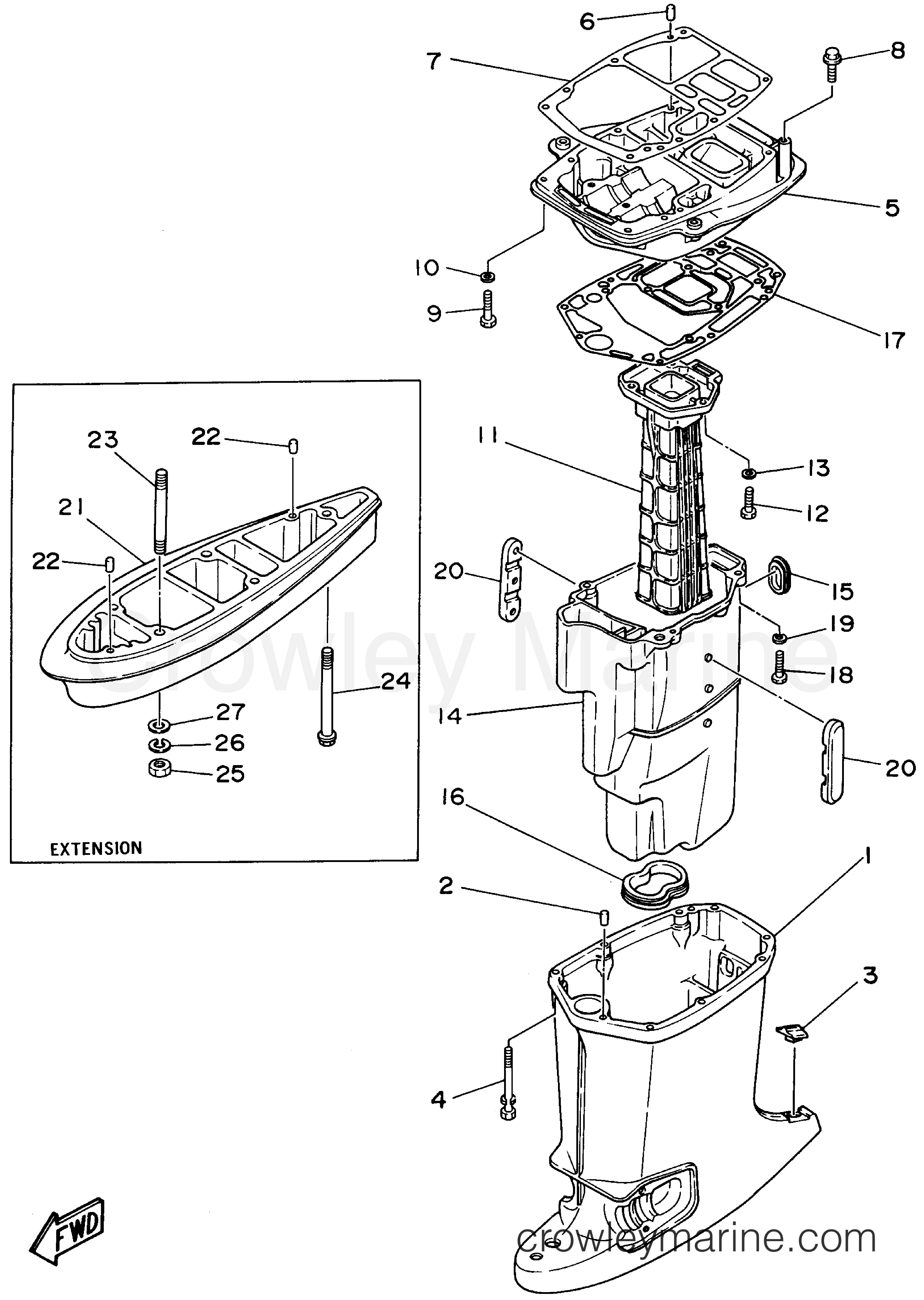 Yamaha Motors E60MLHW - UPPER CASING