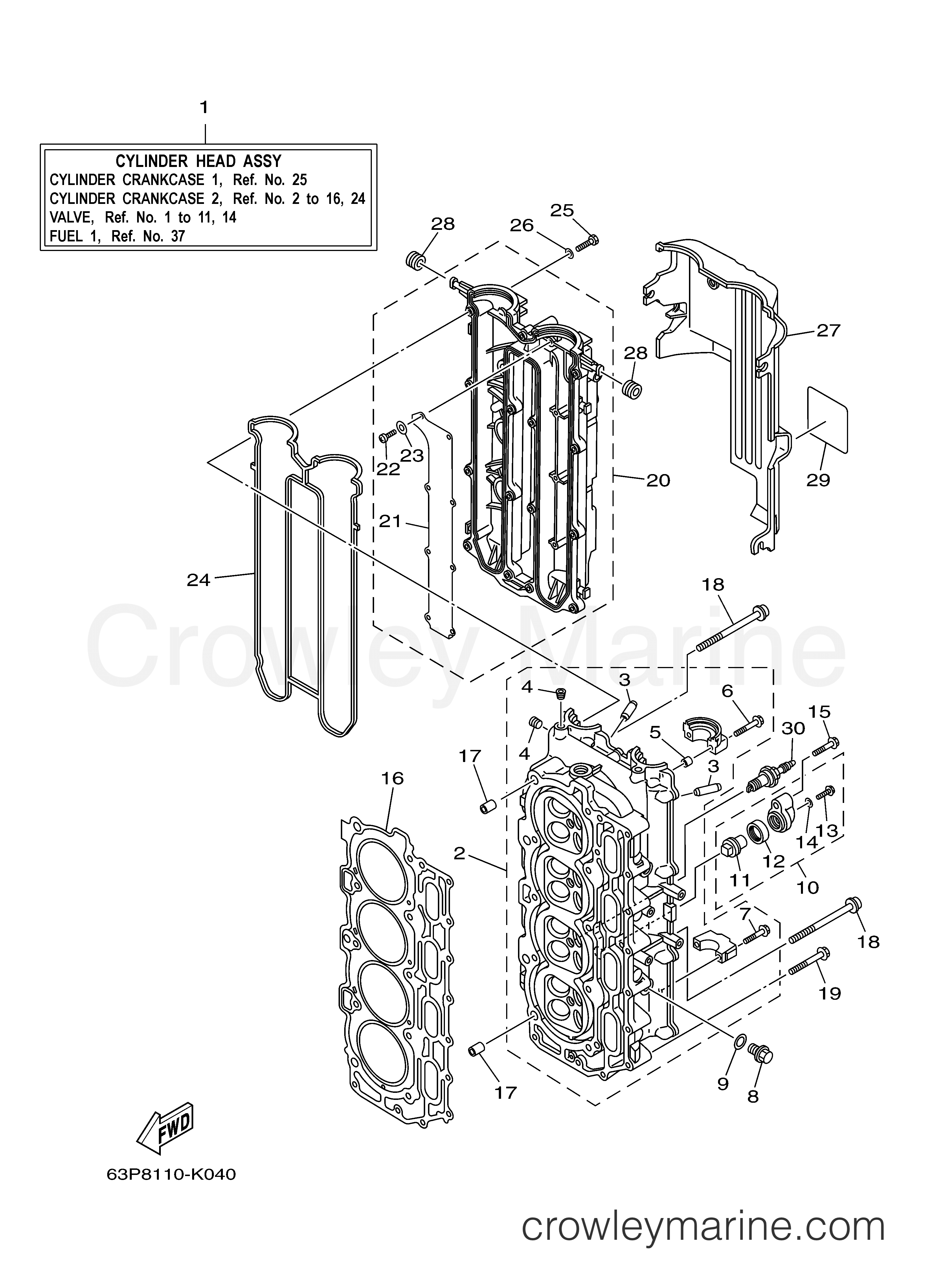 Yamaha Motors F150AET1X - CYLINDER CRANKCASE 2