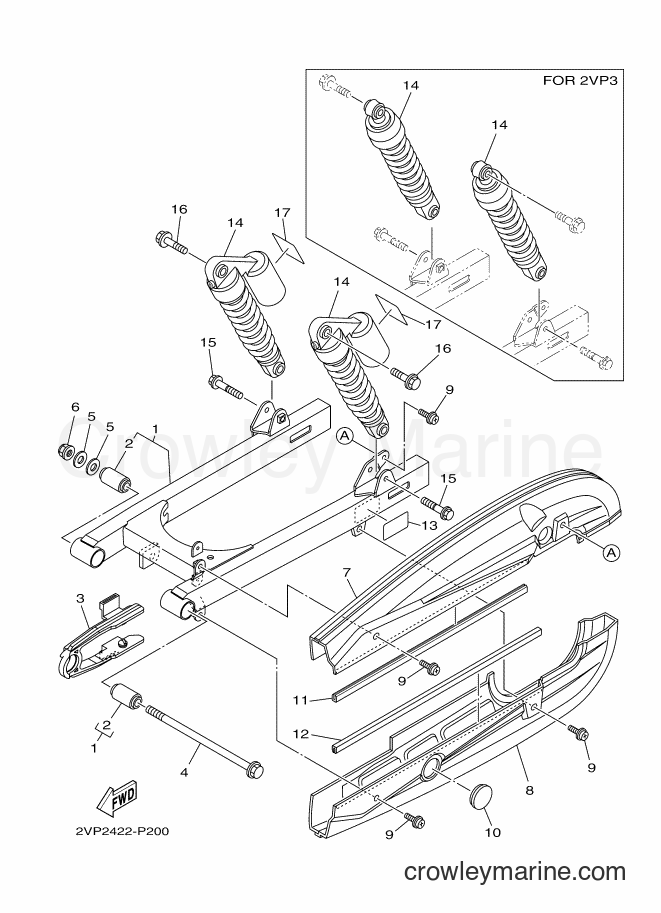2015 Scooter T115FSEC - T115FSEC (2VP3) [010] - REAR ARM & SUSPENSION