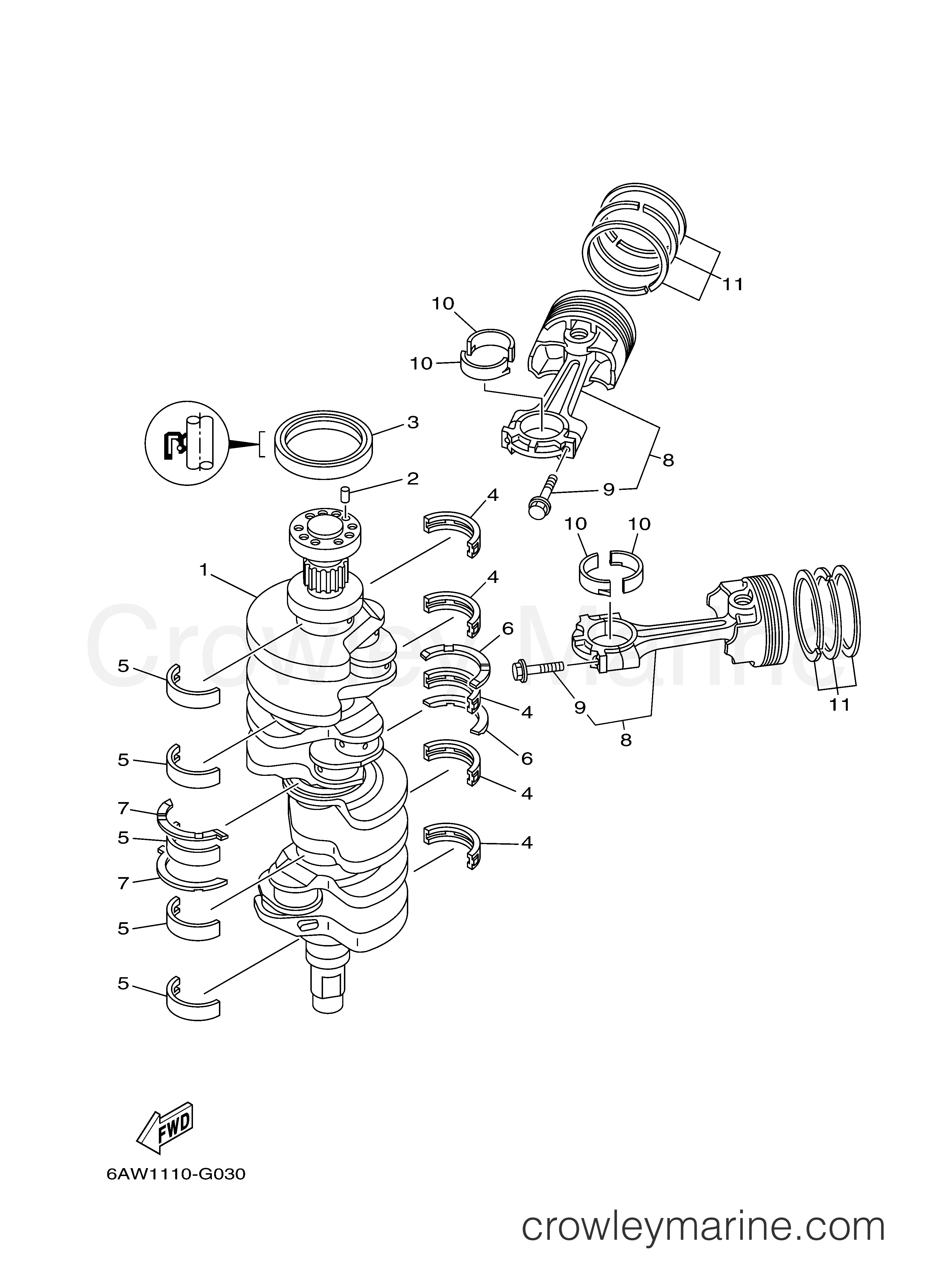 Yamaha Motors F350UCA - CRANKSHAFT PISTON