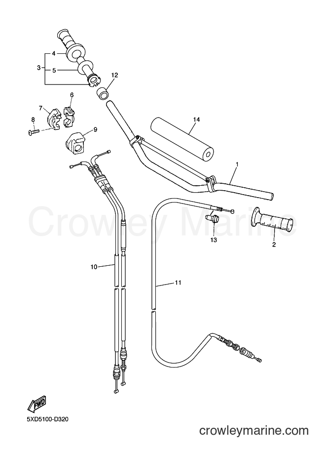 2005 Dirt Bike YZ450F - YZ450F (5XD6) [010] - STEERING HANDLE & CABLE