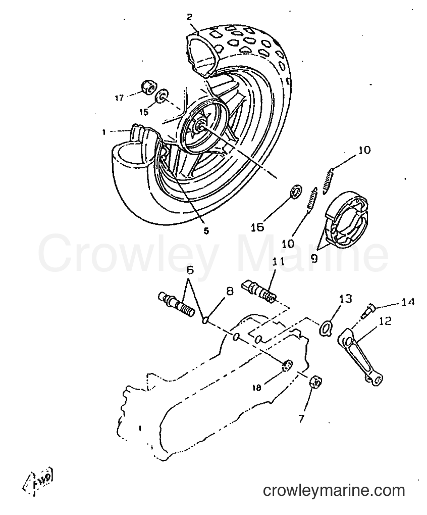 1998 Scooter CW50RSX - CW50RSX (5BG2) [999] - REAR WHEEL