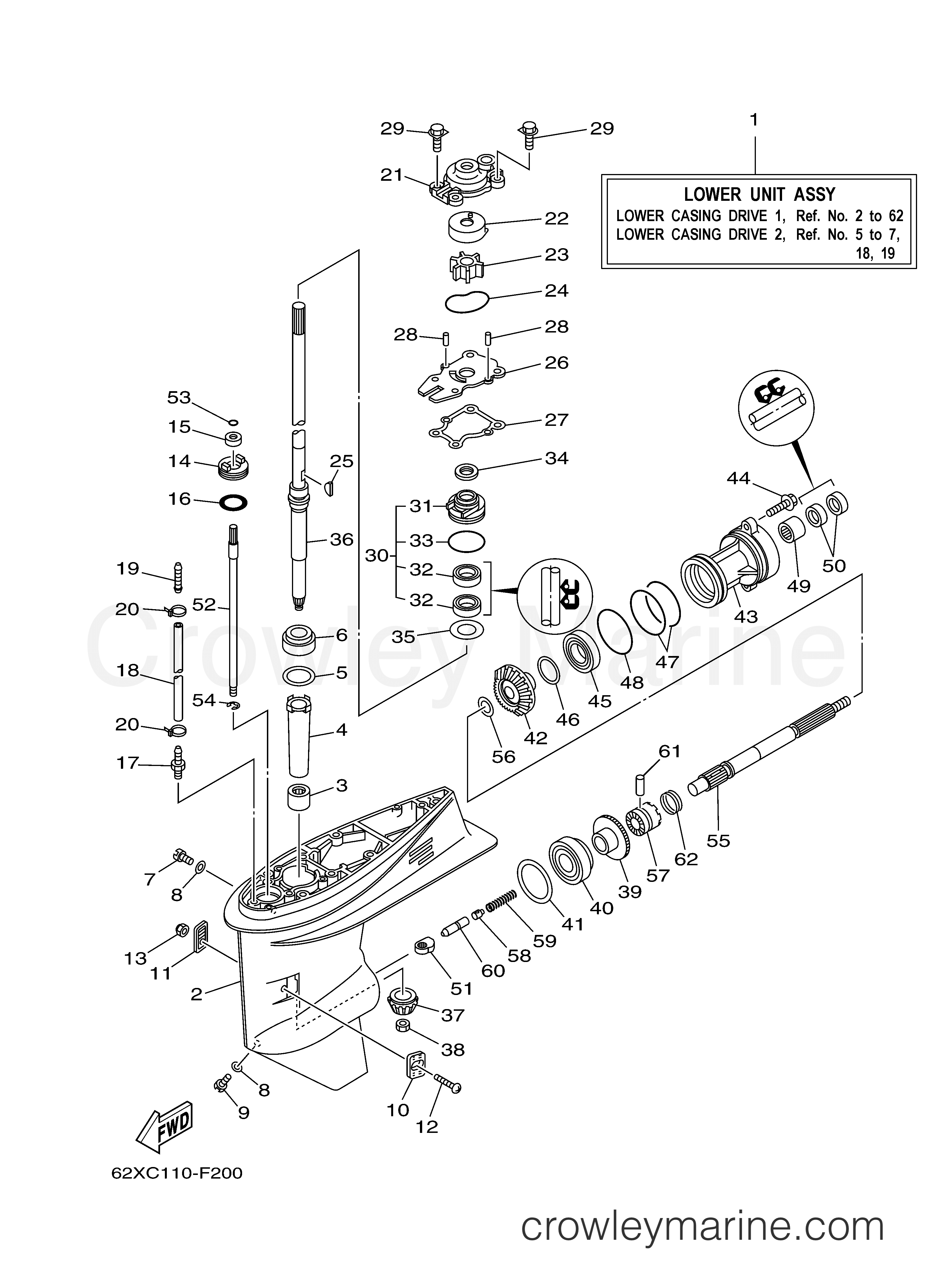 Yamaha Motors 50TLR - LOWER CASING DRIVE 1