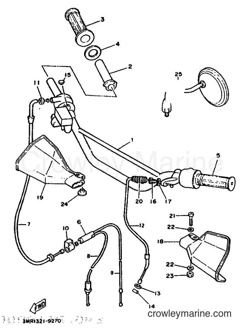 1992 Scooter DT50R - DT50R (4AD2) [999] - STEERING HANDLE & CABLE