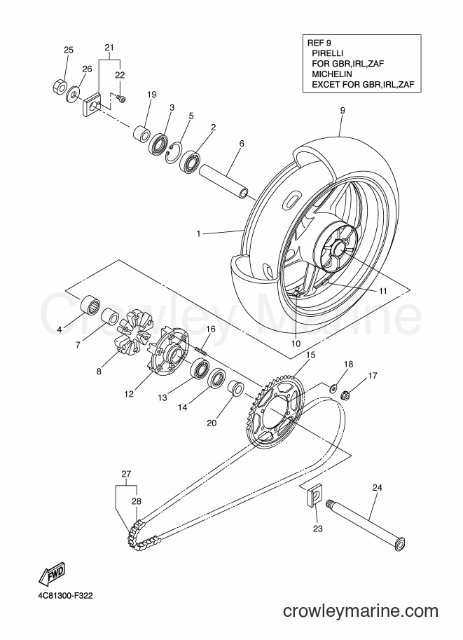 Yamaha Motors YZF-R1 (4C89) [010] - REAR WHEEL