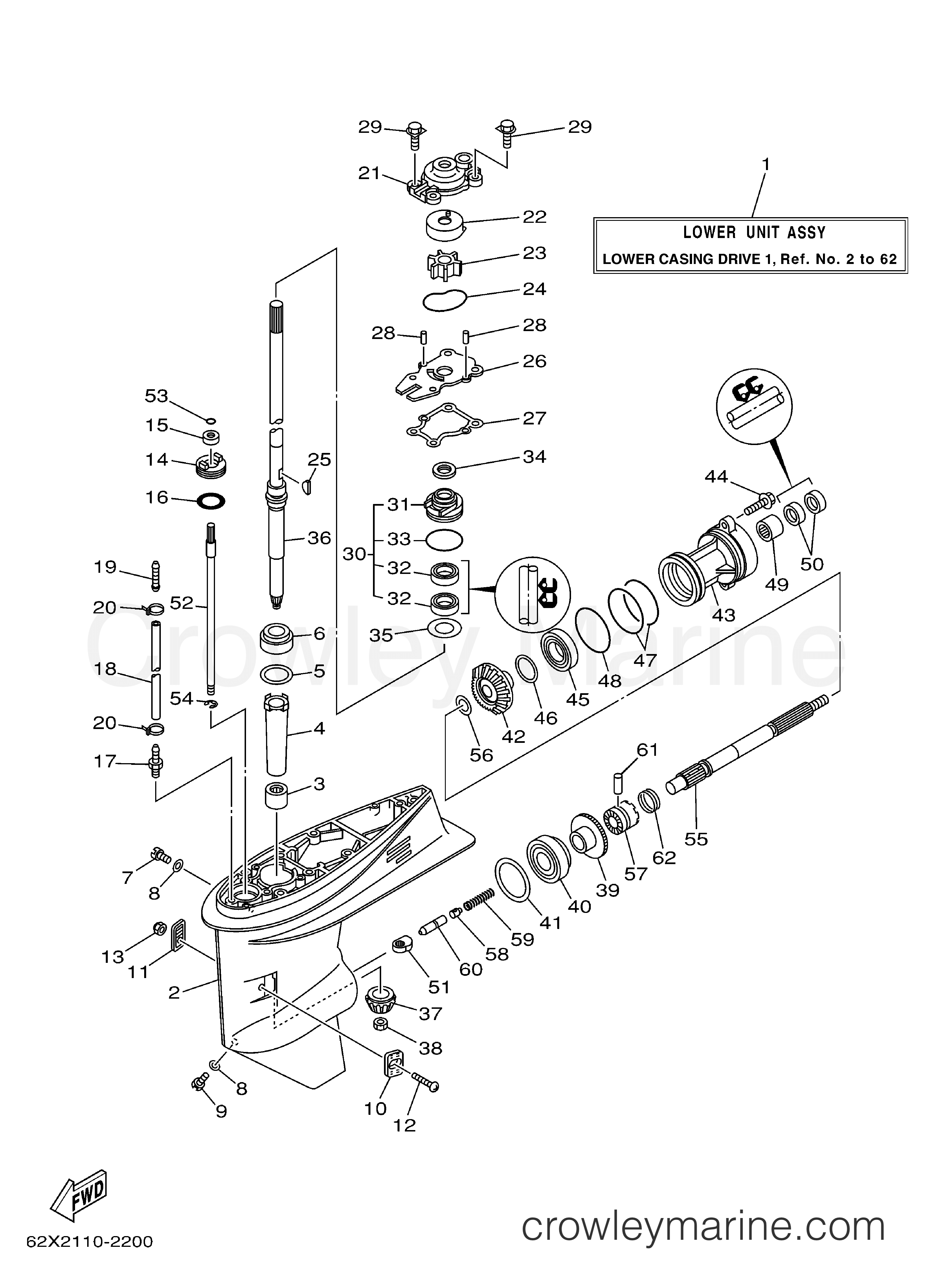 Yamaha Motors 50TLRD - LOWER CASING DRIVE 1