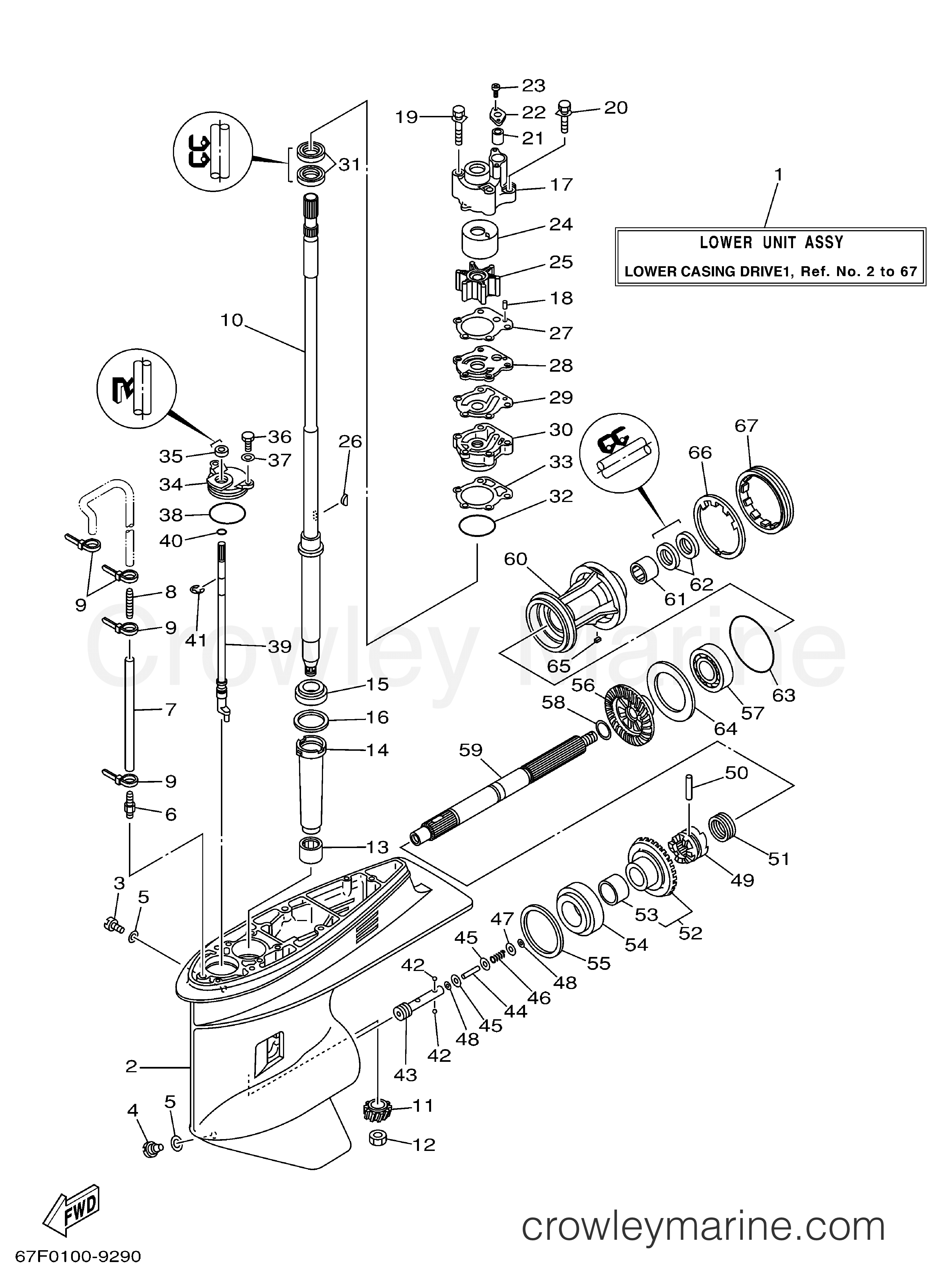 Yamaha Motors F80TJRB - LOWER CASING DRIVE 1