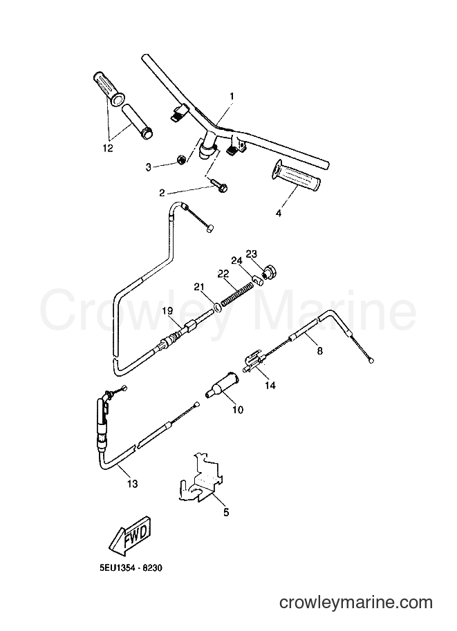 1999 Scooter YH50 - YH50 (5FV1) [010] - STEERING HANDLE & CABLE