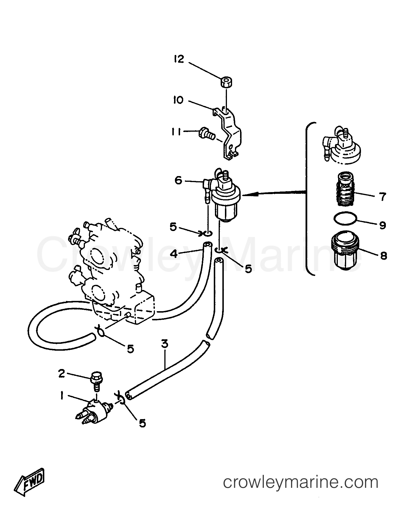 FUEL 1996 Yamaha Outboard 25hp 25ESHU Crowley Marine