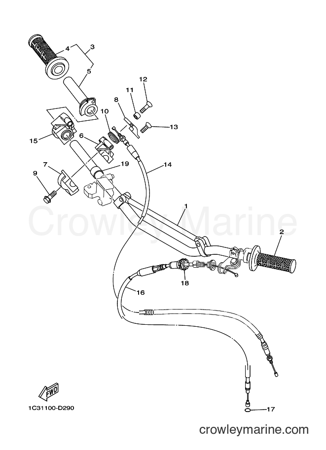 2005 Dirt Bike YZ125 - YZ125 (1C32) [010] - STEERING HANDLE & CABLE