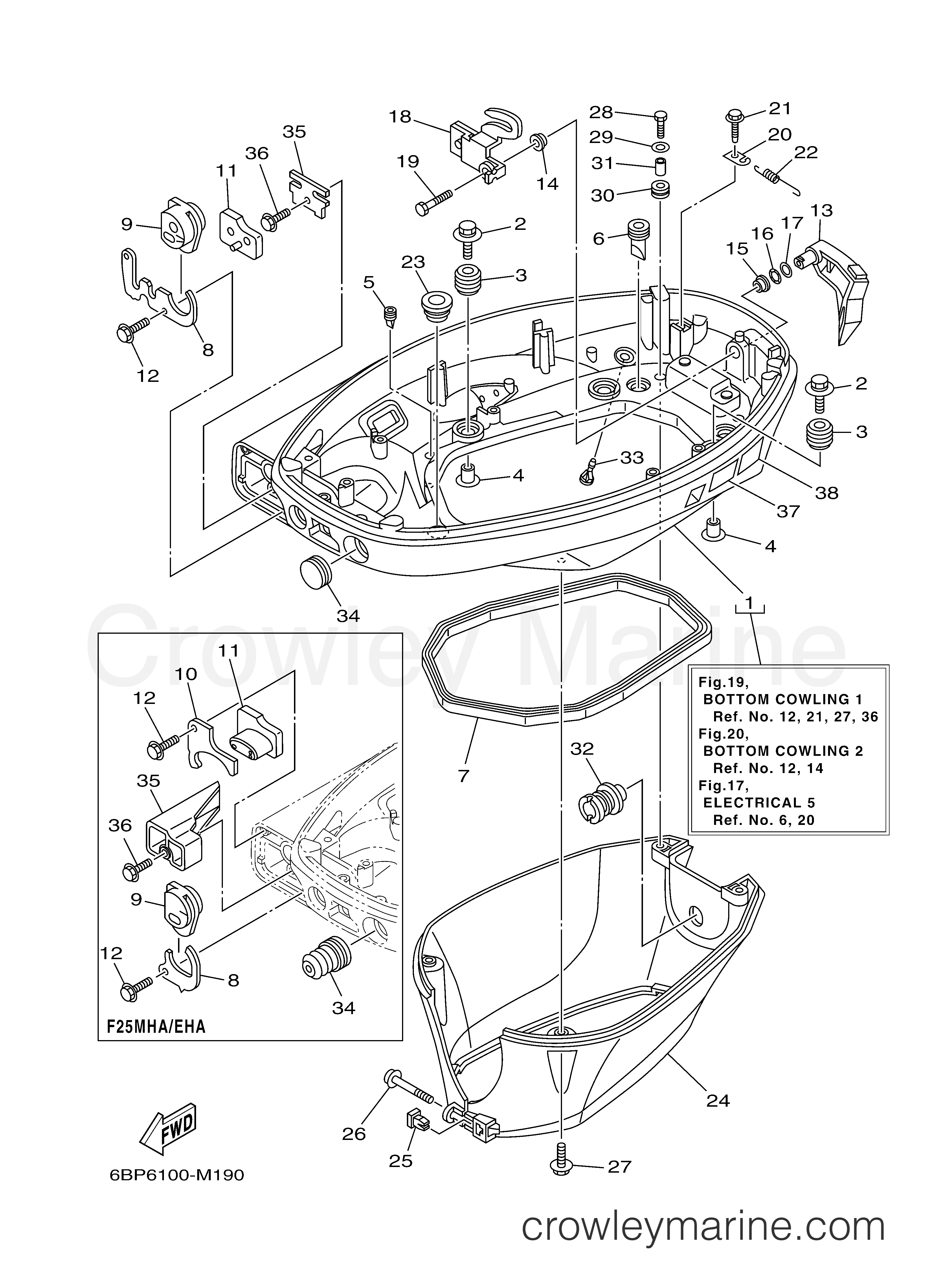 Yamaha Motors F25LA - BOTTOM COWLING 1