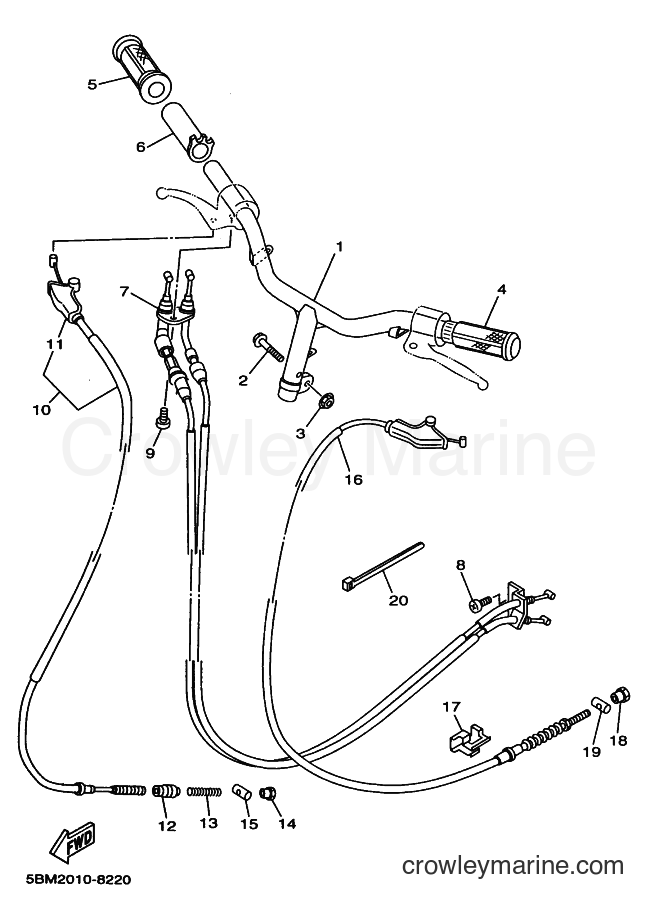 1998 Scooter YV50 - YV50 (5BM2) [020] - STEERING HANDLE & CABLE