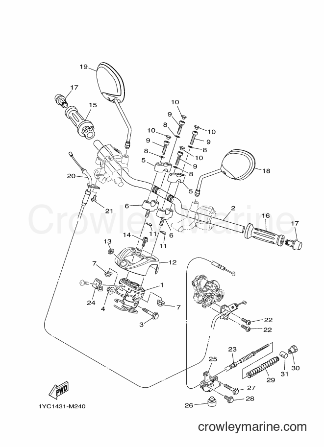 Yamaha Motors AF115F (1YC3) [010] - STEERING HANDLE & CABLE