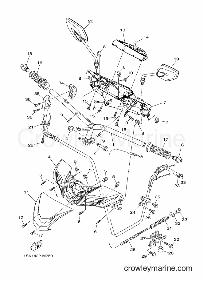 2013 Scooter AL125FC - AL125FC (1SK1) [010] - STEERING HANDLE & CABLE