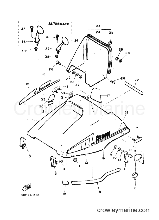 1992 Snowmobile BR250TS - BR250TS (89C1) [010] - SHROUD & WINDSHIELD