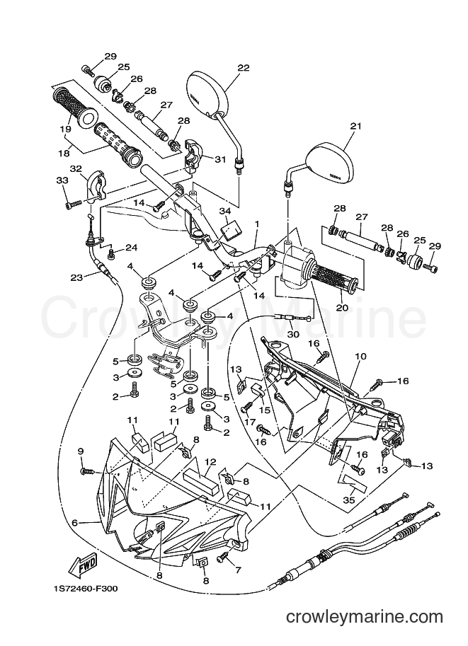 Yamaha Motors T135SEC (1S76) [010] - STEERING HANDLE & CABLE