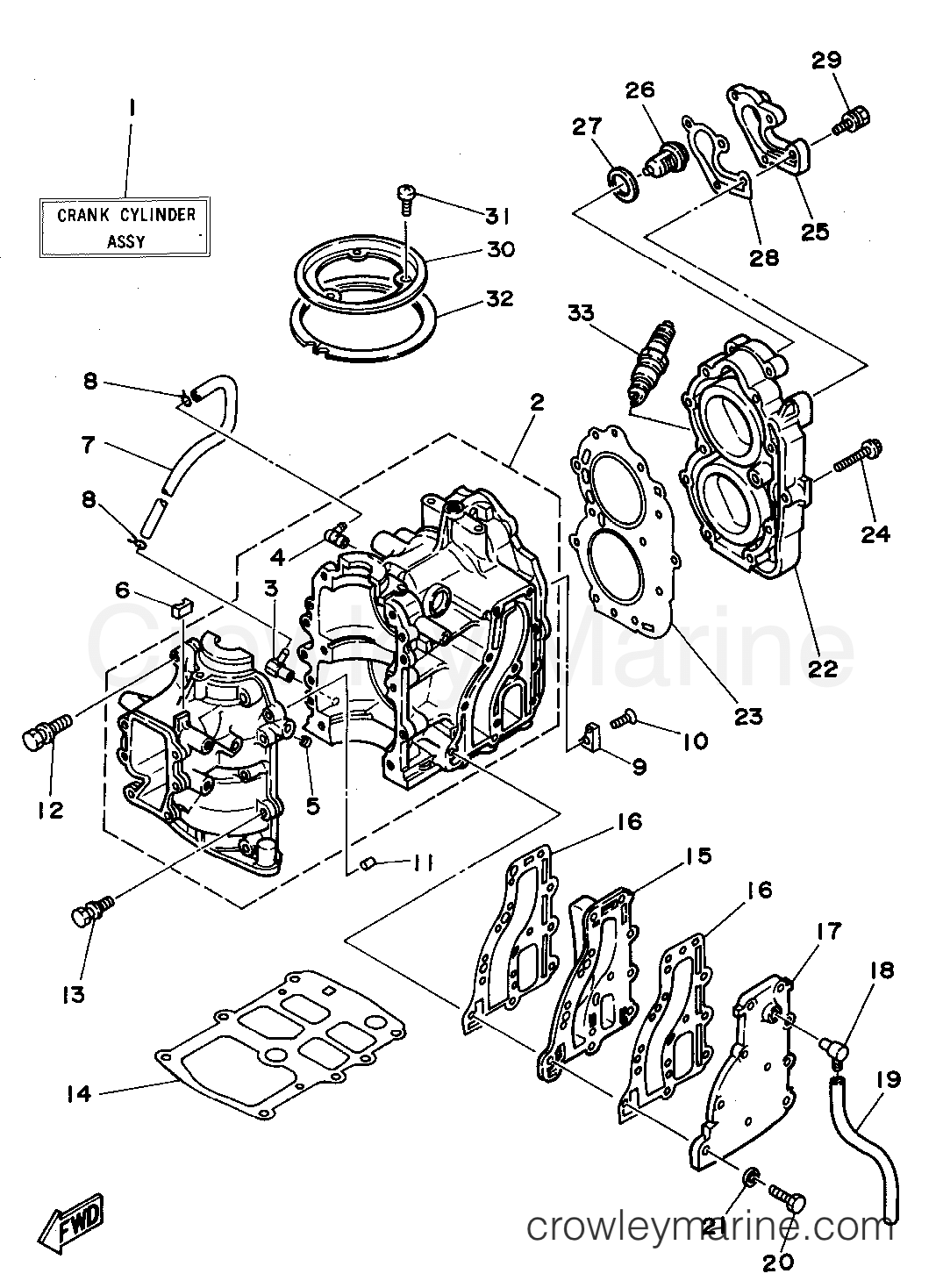 Yamaha Motors 9.9ELHS - CYLINDER CRANKCASE