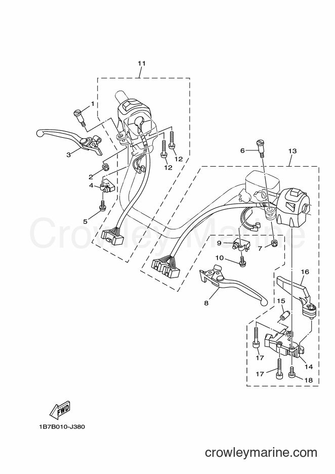 Yamaha Motors CP250 (1B7E) [010] - HANDLE SWITCH & LEVER
