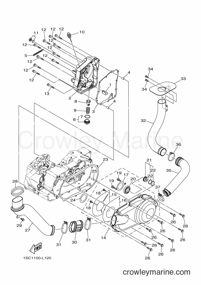 2012 ATV YFM300 - YFM300 (1SC2) [010] - CRANKCASE COVER 1