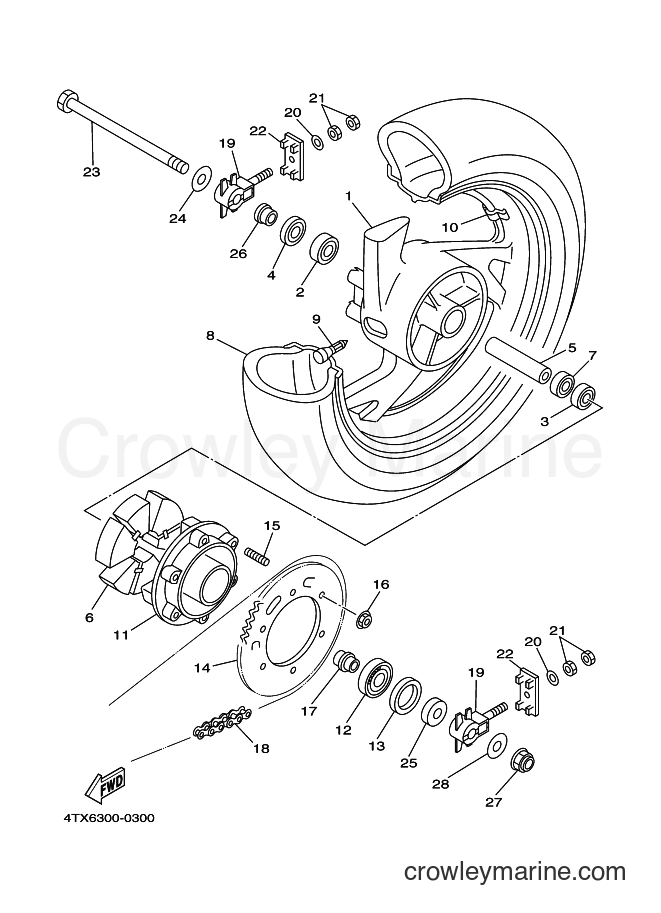 2000 Street Bike TDM850 - TDM850 (4TX6) [080] - REAR WHEEL