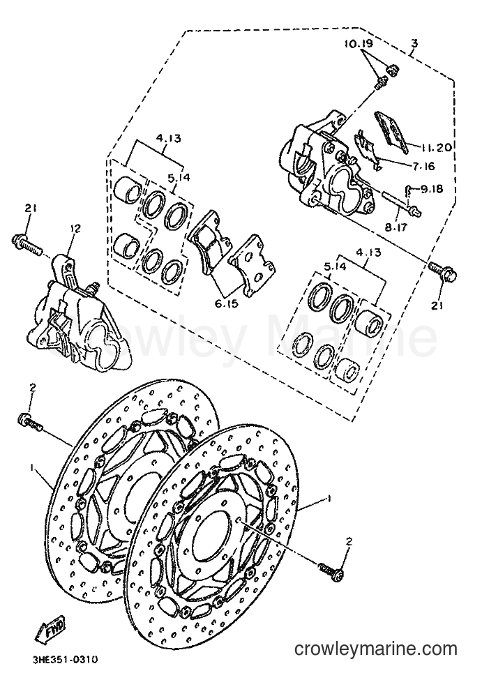 Yamaha Motors FZR600 (3HH5) [010] - FRONT BRAKE CALIPER
