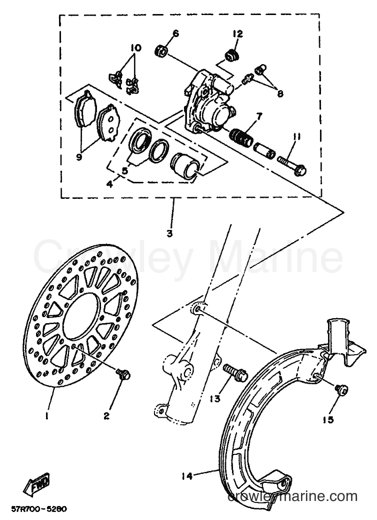1993 Dirt Bike XT350 - XT350 (3NVC) [010] - FRONT BRAKE CALIPER