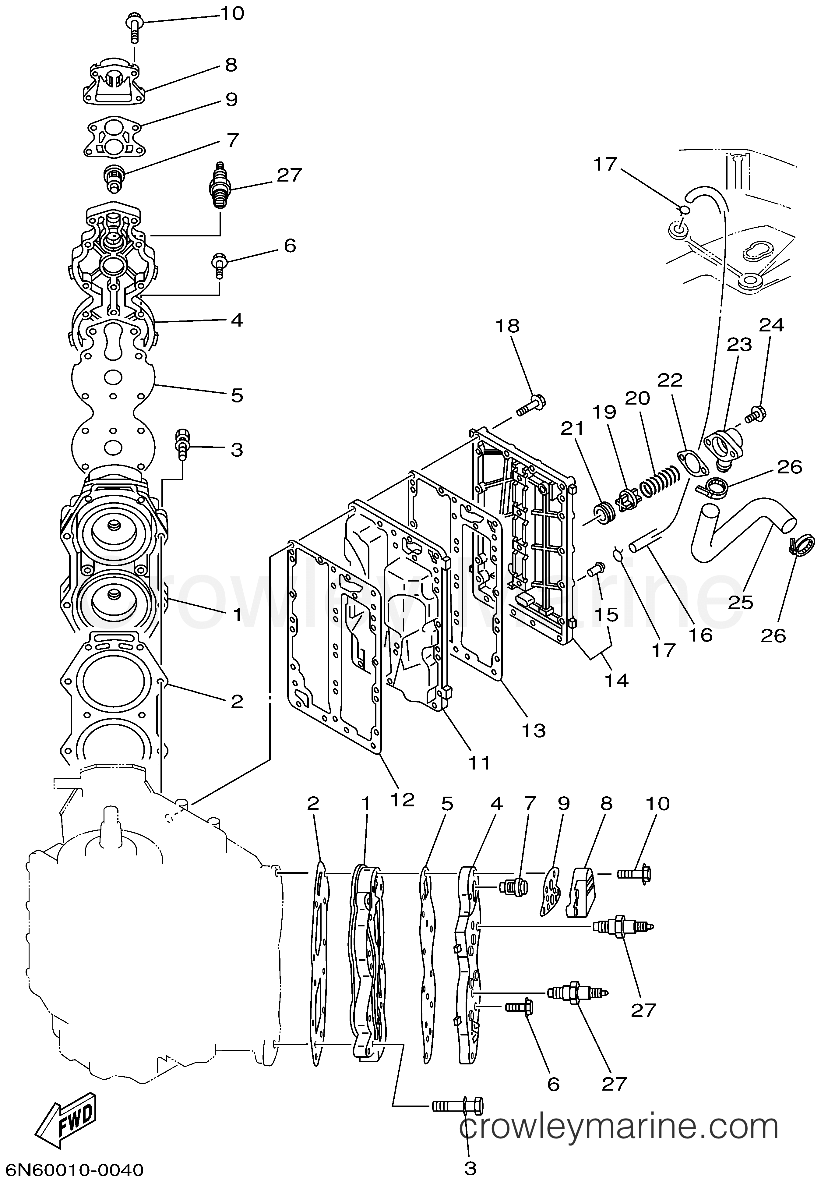 Yamaha Motors 115TLRA - CYLINDER CRANKCASE 2