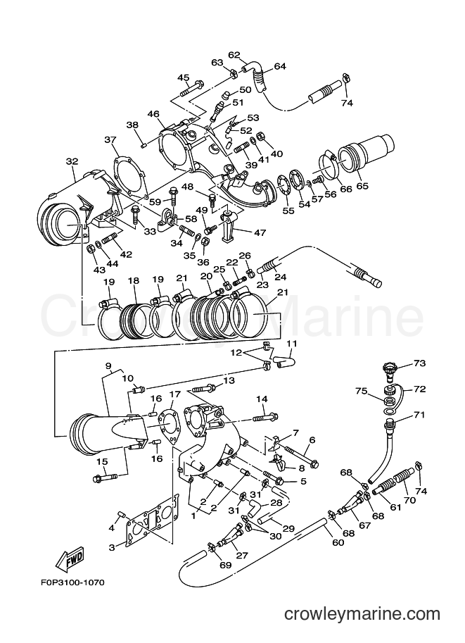 Yamaha Motors WAVERUNNER X (F0P3) [020] - EXHAUST 1