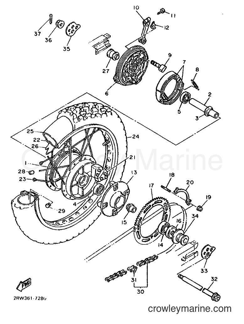 1987 Dirt Bike XT500Z - XT500Z (2RX) [999] - REAR WHEEL