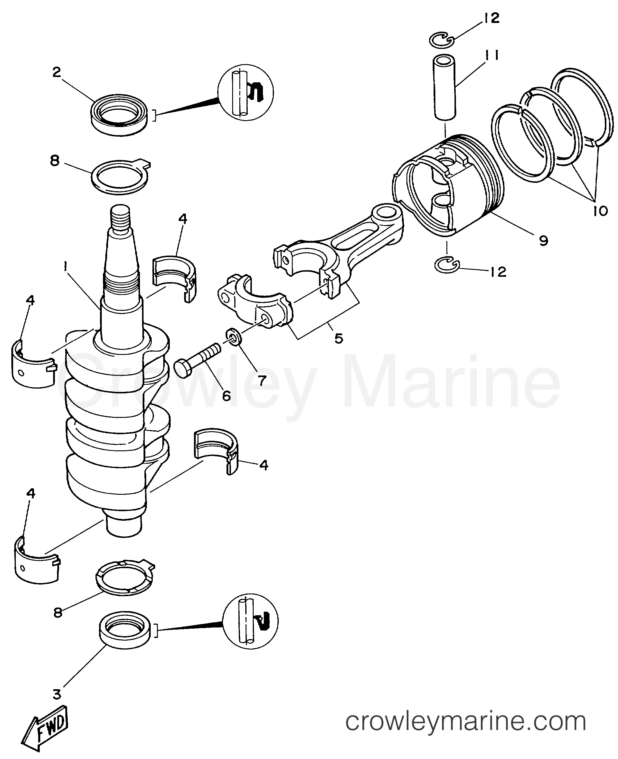 Yamaha Motors F9.9ELRW - CRANKSHAFT PISTON