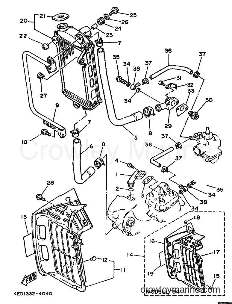 1992 Scooter DT80LC - DT80LC (4ED1) [999] - RADIATOR & HOSE