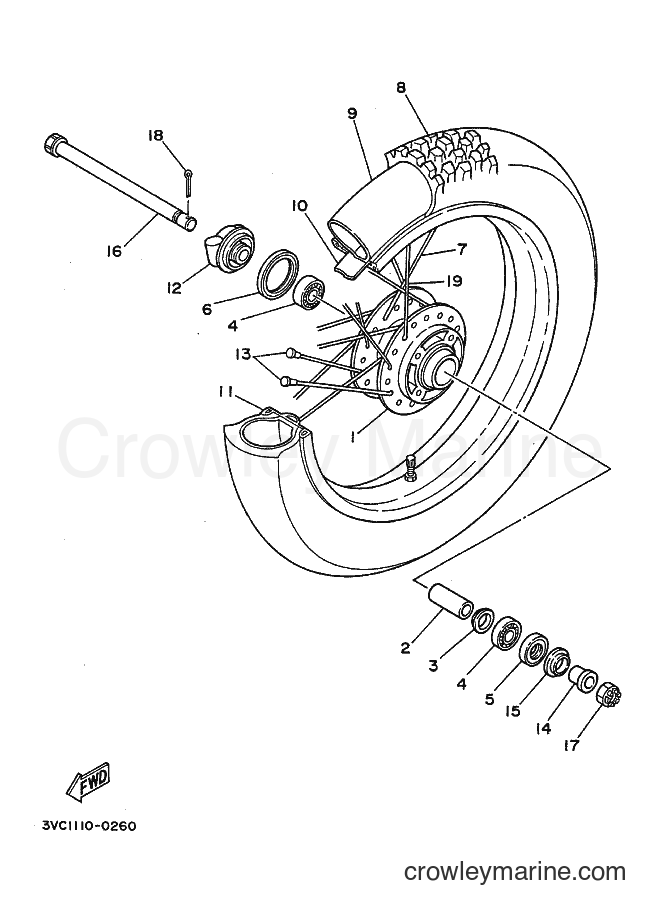 1991 Dirt Bike RT180 - RT180 (4BN1) [010] - FRONT WHEEL