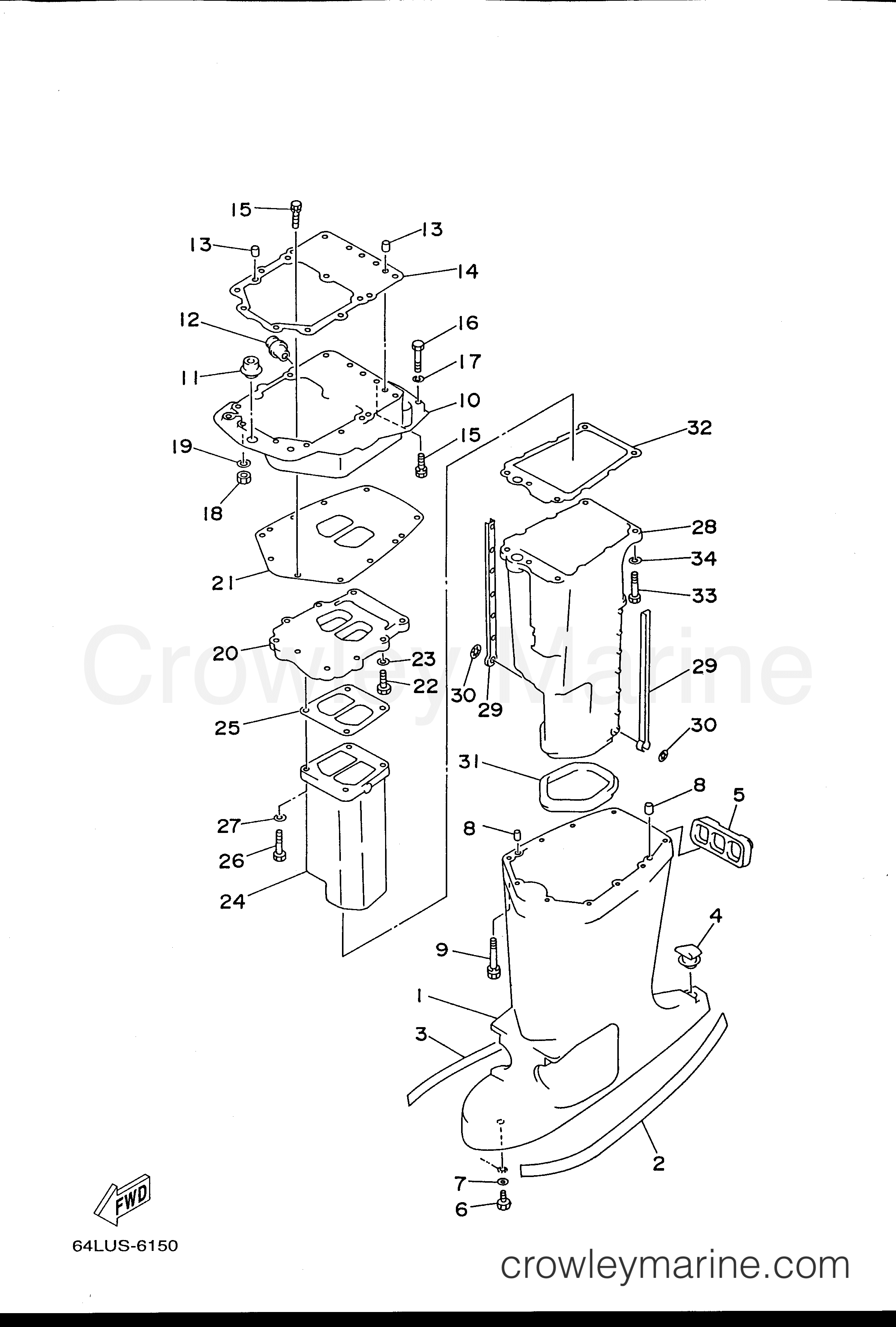 Yamaha Motors P200TLRU - UPPER CASING