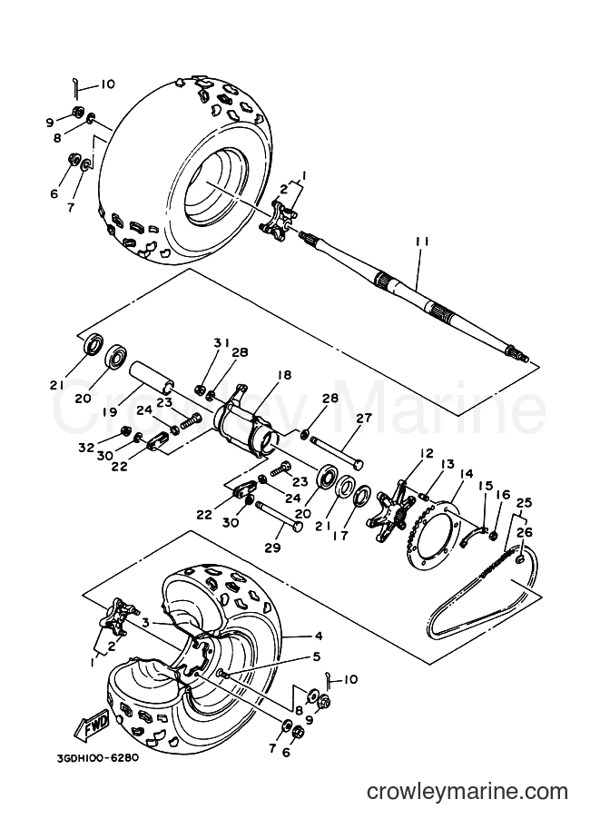 2000 ATV YFM350X - YFM350X (3GDW) [010] - REAR WHEEL
