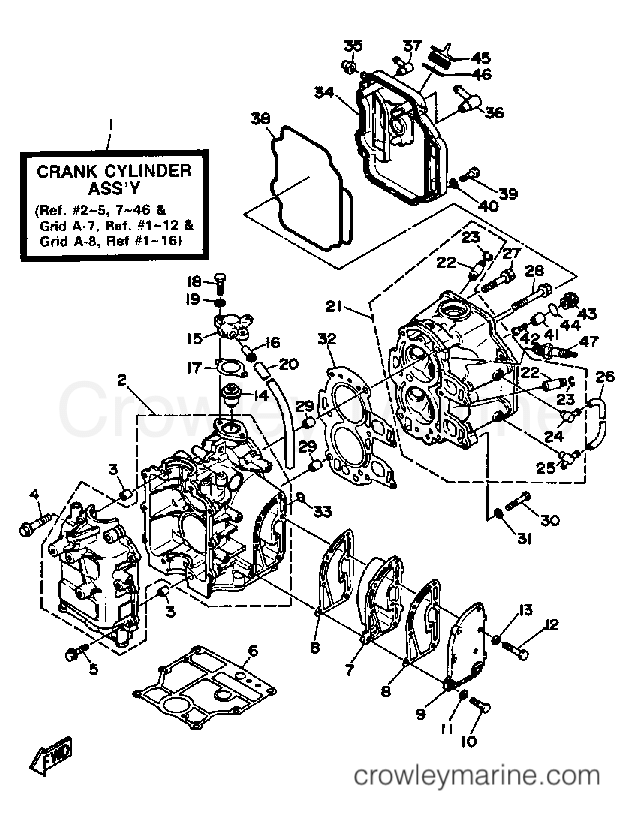 Yamaha Motors FT9.9EXF - CRANKCASE CYLINDER