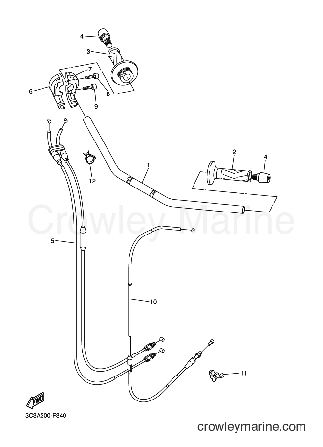 2010 Street Bike FZ1-S - FZ1-S (3C3Y) [010] - STEERING HANDLE & CABLE