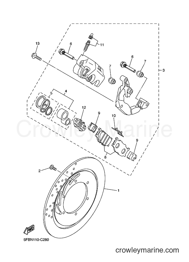 Yamaha Motors XVS650 (5FBU) [010] - FRONT BRAKE CALIPER